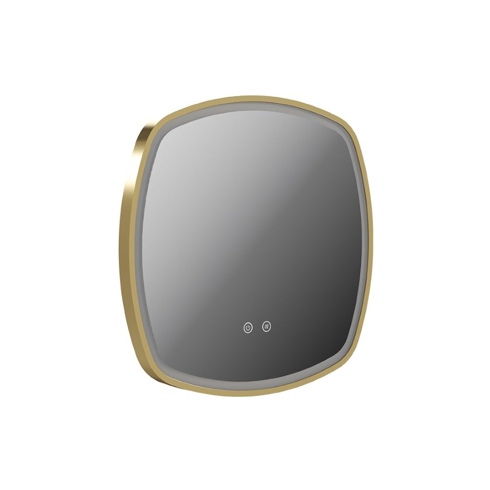Cut out image of Vado Cameo 500mm Illuminated Soft Square Satin Brass Mirror